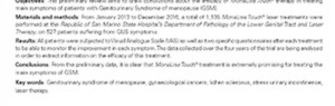 Preliminary Results after Four Years of MonaLisa Touch® Treatments on Subjects with Genitourinary Syndrome of Menopause (GSM)