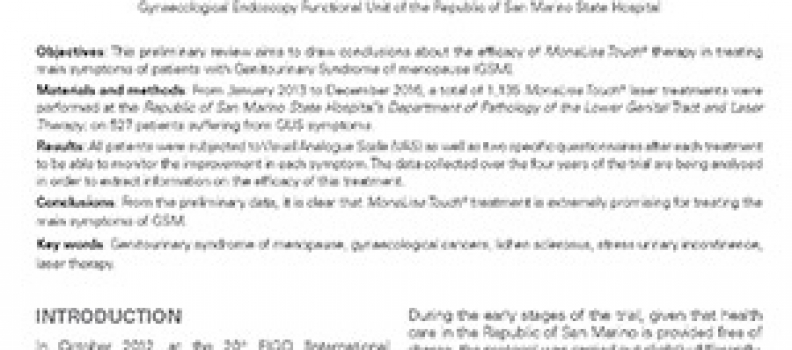 Preliminary Results after Four Years of MonaLisa Touch® Treatments on Subjects with Genitourinary Syndrome of Menopause (GSM)